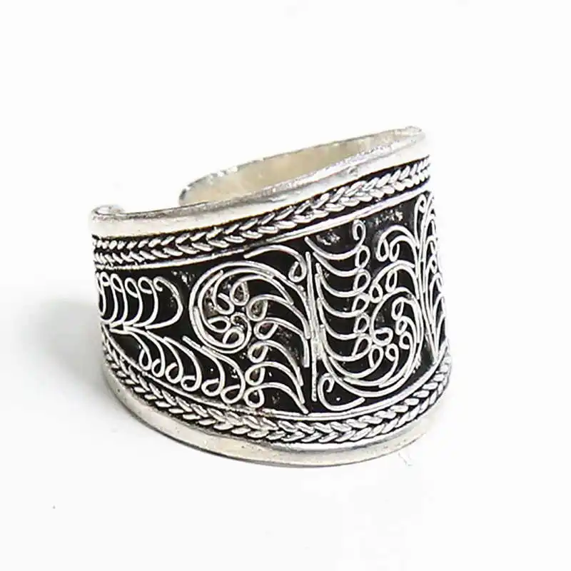 Серебряное античное винтажное кольцо с цветочным рисунком.|open ring|ring forrings for men |