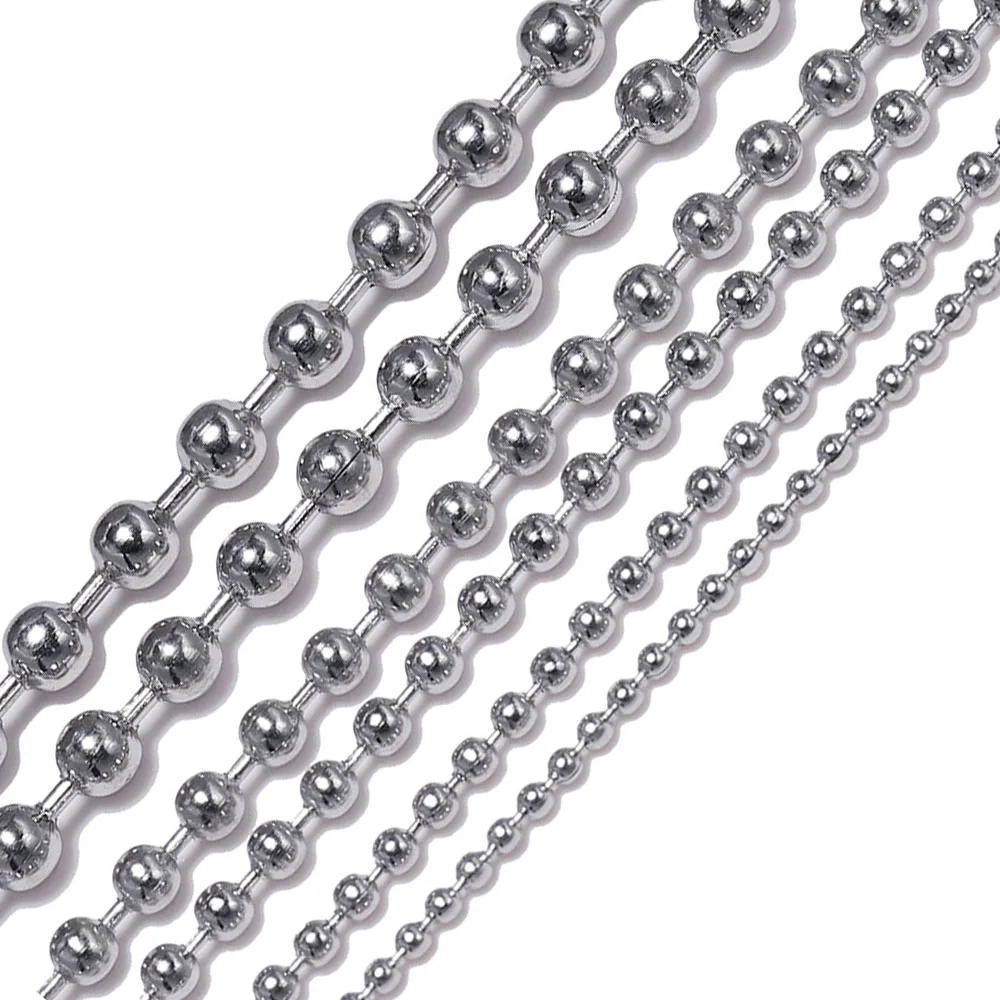 

1 Meter 1.2mm-10mm Stainless Steel Ball Chain Necklace For Pendant or Dog tags Chains with 5pcs Connectors