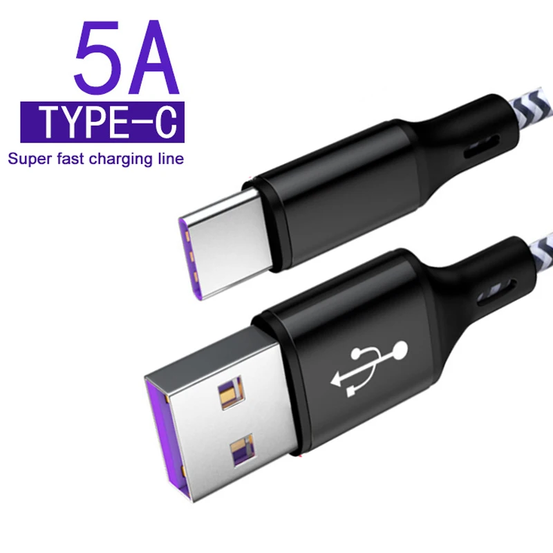 Чери 1 м Тип usb C кабель для Xiaomi A2 Redmi note 7 с разъемом c 5A быстрой зарядки samsung S9 USB