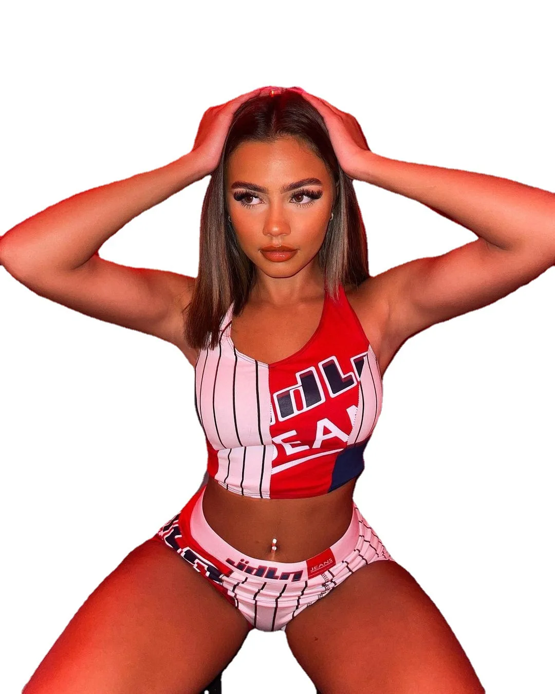 

Women's Tracksuit Shorts Sets Sexy Born Sweet Matching Pants Sets Round Neck Stripeed Tops Women 2021 A Set of Pants Sport Run