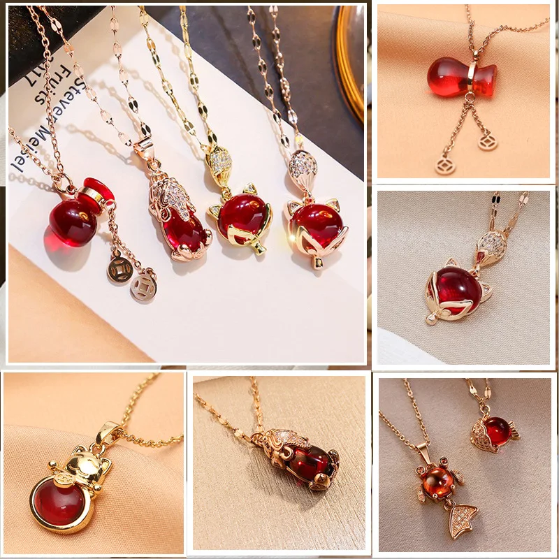 

Luxury Pendant Necklace 18K Rose Gold Pendant Party Wedding Necklace Classical Never Fade Fox Fashion Jewelry Clavicle Chain