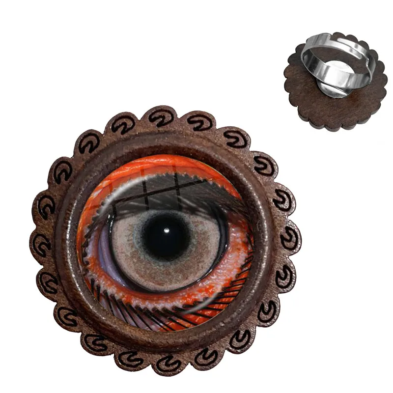 1 шт. стеклянные деревянные кольца с кабошонами в виде Глаз Дракона змеи совы кота