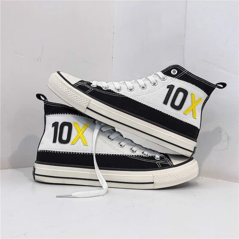 

Fashion Mixed Colors Canvas Shoes Men Breathable High Top Youth Casual Shoes Easy Matching Classic Shoes Skateboard Sneakers