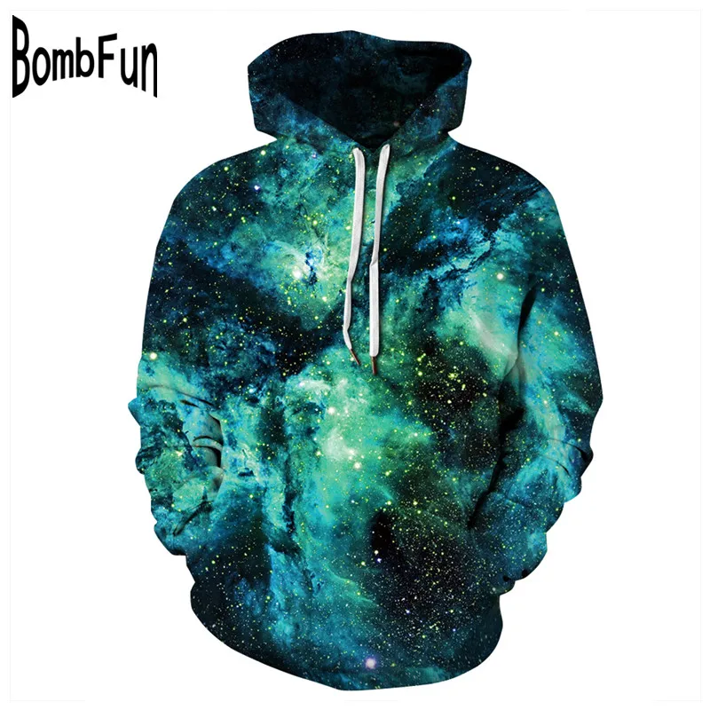 BombFun космическая галактика толстовки 3d мужские худи принт звезда с капюшоном
