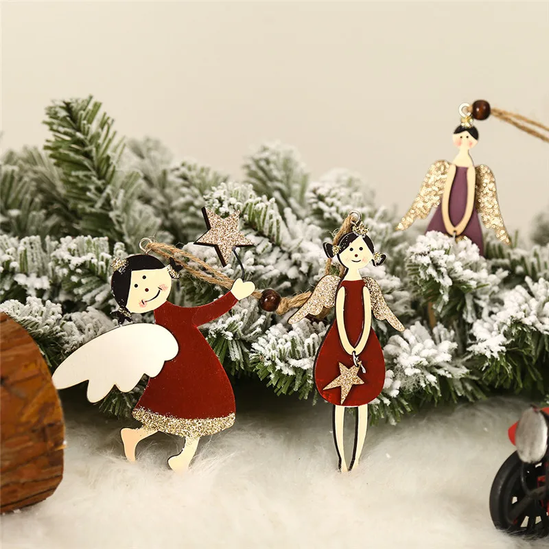 Рождественский милый ангелок-подвеска на ёлку из деревянного ремесла для домашнего творчества и подарка детям на Новый Год 2022.