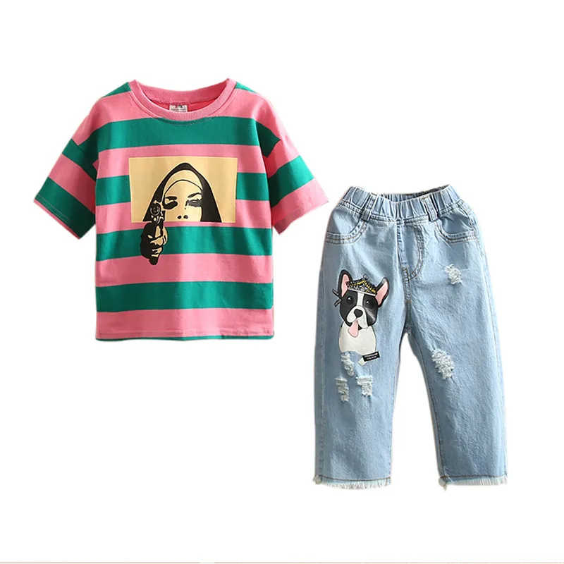 

Baby Cartoon Suit 2021 Summer New Girl Children's Clothing Children's T-shirt Jeans