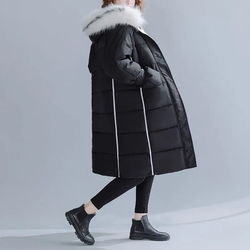 Женская парка с длинным рукавом DIMANAF толстая теплая хлопковая куртка черного