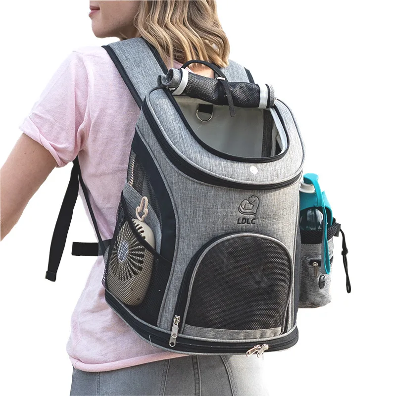 

Qisheng Spot Upgraded Luxury Color Matching Breathable Oxford Cloth Pet Bag out Carrying Case Hair Cat Backpack