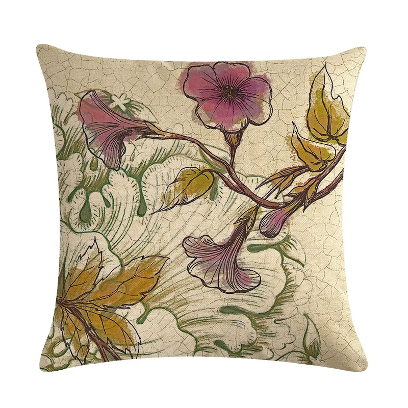 45x45 см чехол для подушки ретро стиле живописи тушью Птица с цветочным принтом и