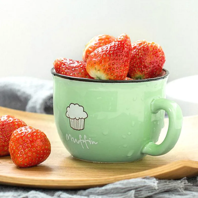 Керамическая кружка для завтрака с деревянным покрытием креативная мультяшная