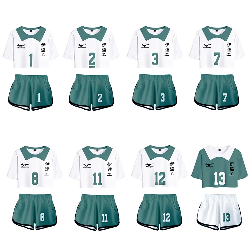 

Haikyuu Woman Cosplay Costume Competition Dedicated Cheerleading Exposed Navel Short-sleeved Shorts Summer Thin Section