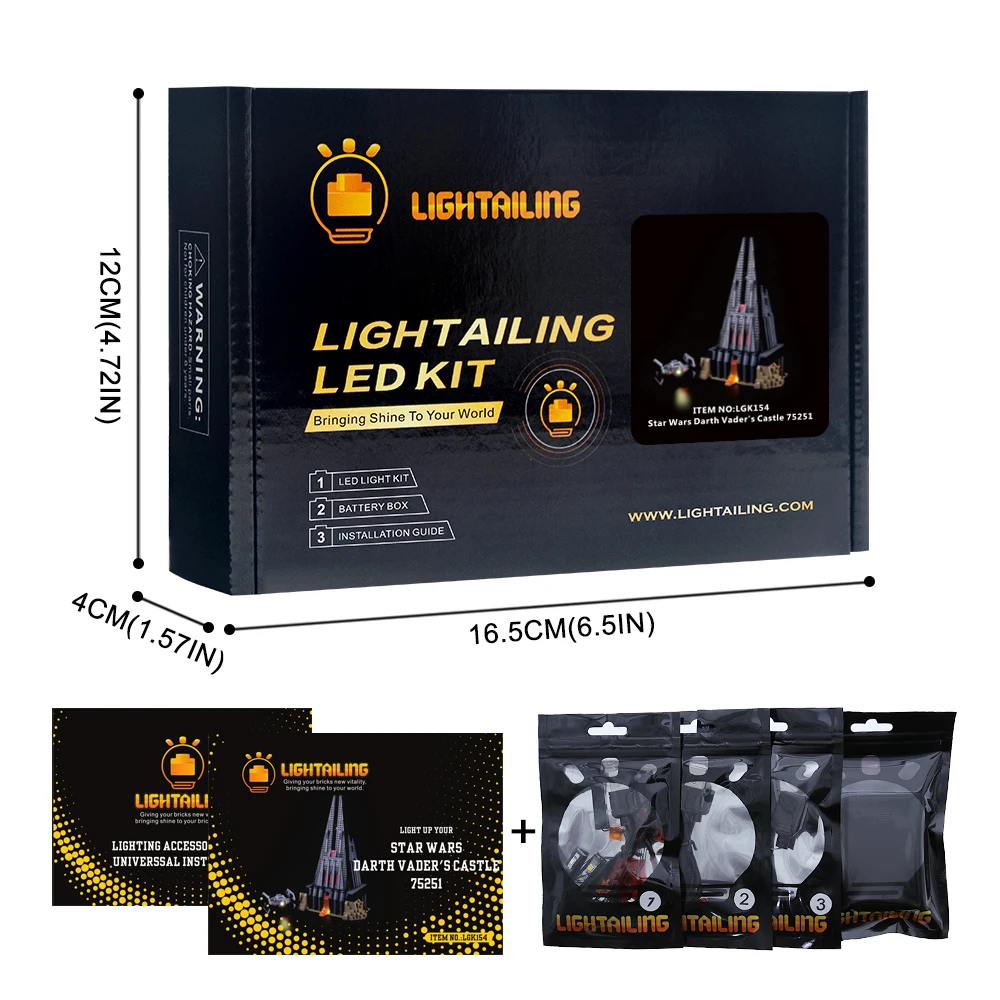 LED Light Set LIGHTAILING светодиодный светильник, комплект для серии Звездных войн, замок Дарта Вейдера, строительный блок, светильник, совместимый с 75251 - Цвет: LED Light Set