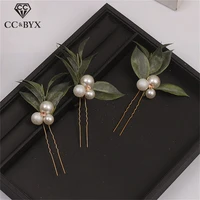 cc hair stick hairpin 3pcs set 100 handmade wedding hair accessories for women bridal forest style pearl leaf shape gift 3075