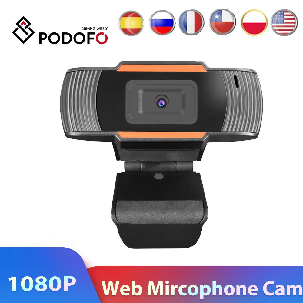 Веб камера Podofo для ПК 1080P микрофон видеовызов HD веб компьютера ноутбука Skype MSN