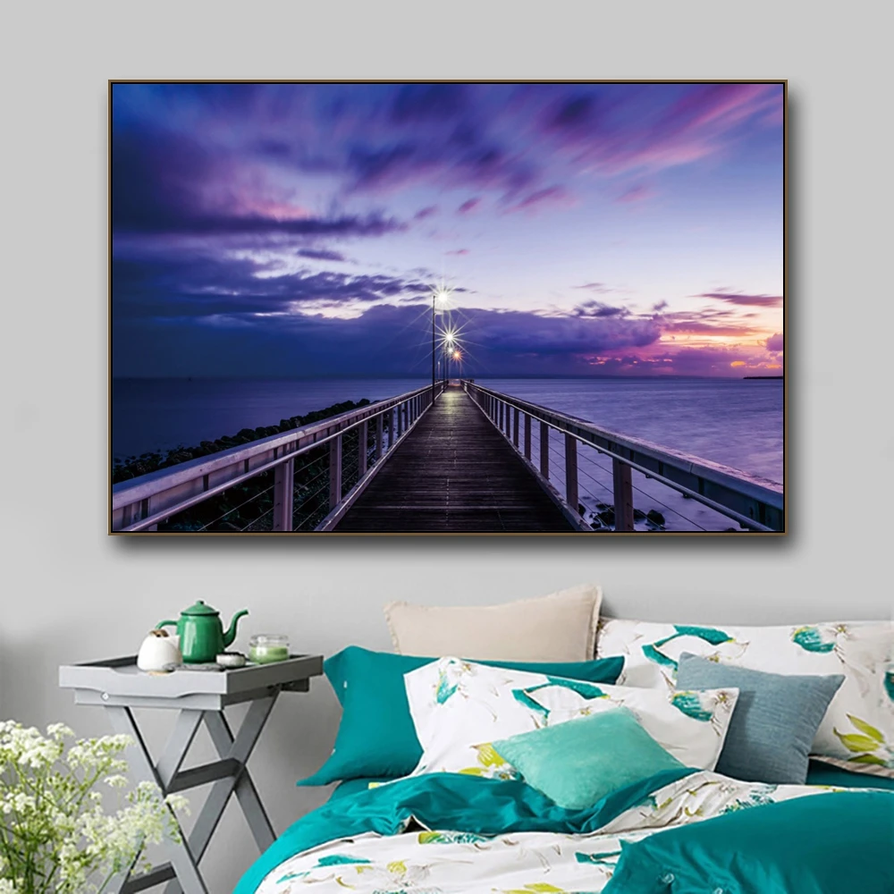 Laeacco художественный пейзаж на холсте живопись природный плакаты и печать Картина