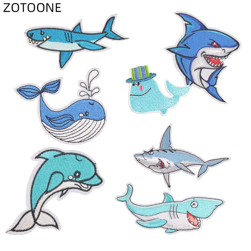 Нашивки ZOTOONE с утюгом нашивки в виде акулы Дельфина нашивка для одежды джинсов