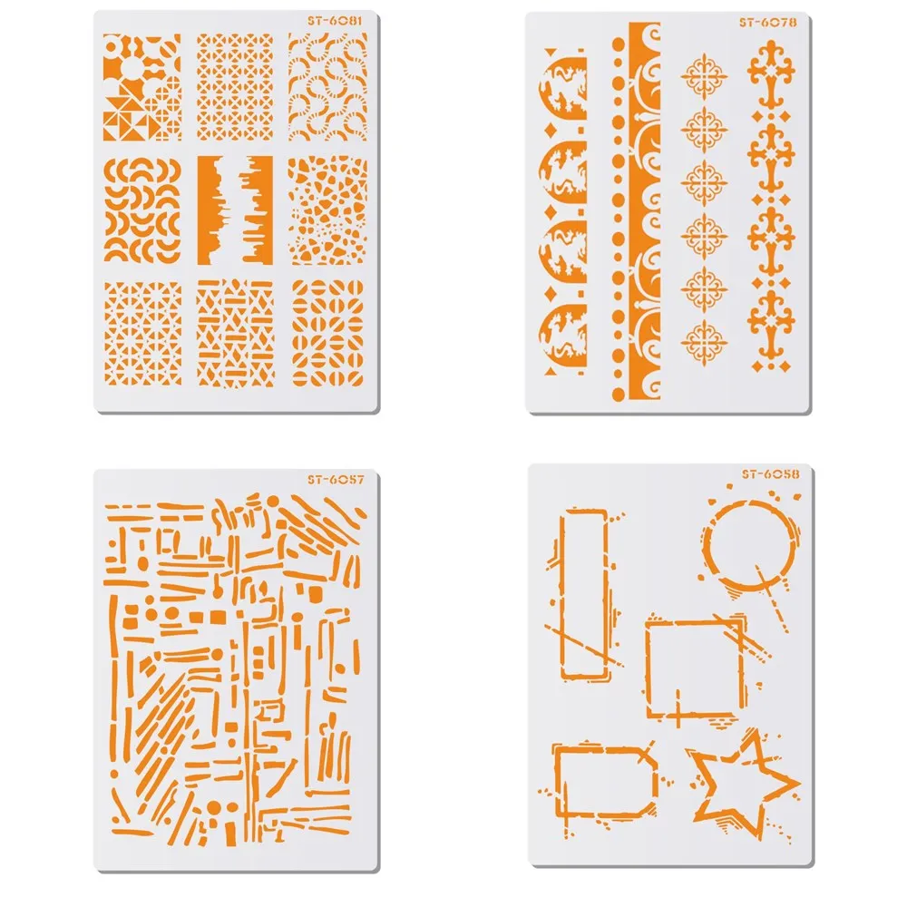 

4 Pcs/Set Various Pattern & Tool Cake Stencils Fondant Cake Stencil Cake Decorating Tool Baking Tool