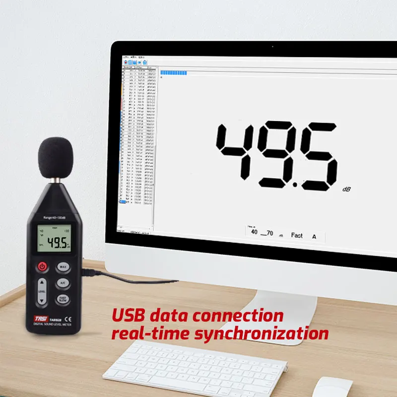 Ручной цифровой измеритель уровня звука TA8152B шумомер USB-счетчик данных 40-130 дБ