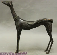 9 chinese guardian door old bronze zodiac dog animal greyhound statue figurine