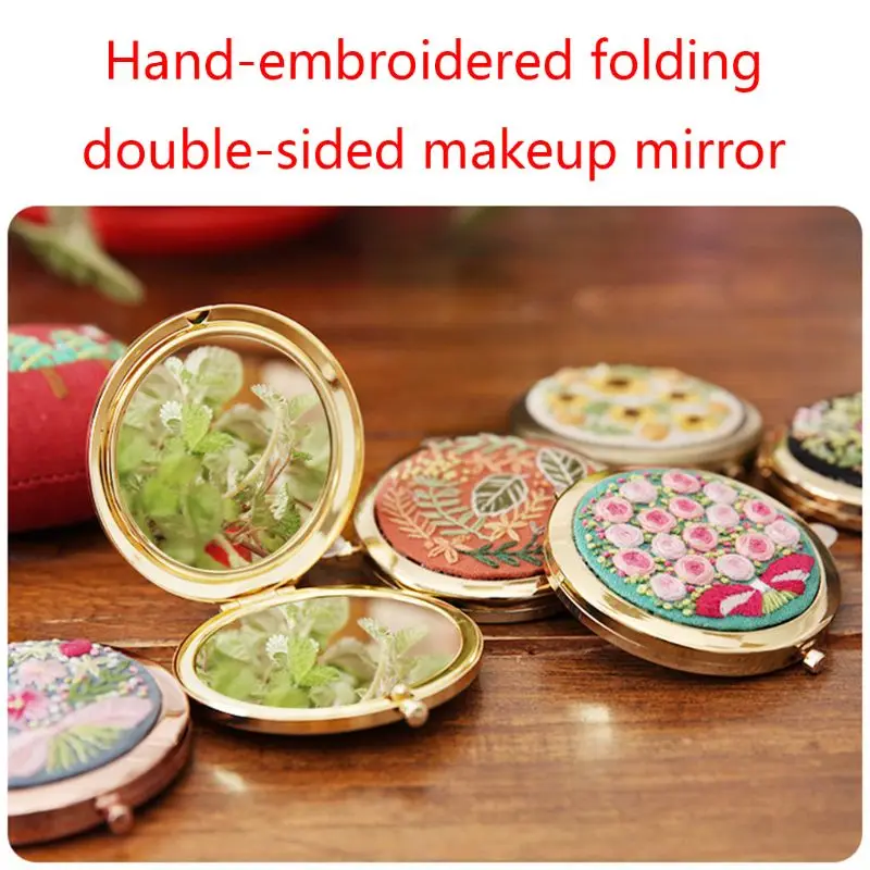 DIY Набор для вышивания компактное карманное цветочное зеркало макияжа