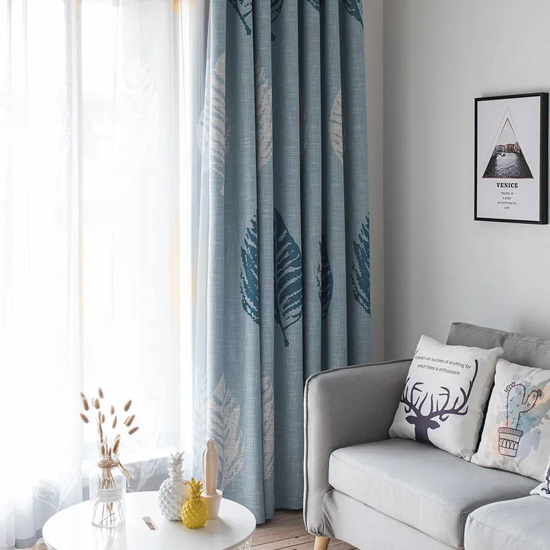 Современный High-end пастырской Стиль с принтом в виде листьев хлопок и лен шторы