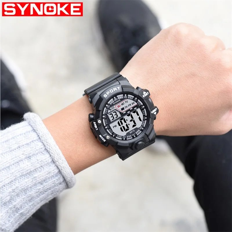Электронные часы SYNOKE мужские светодиодсветодиодный светящиеся цифровые