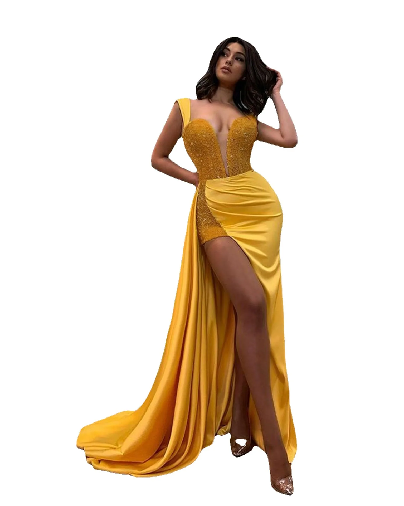 

Simple Print Dress Sleeveless Silky Fabric Gown Dresses Woman 2021 New Long Dress Plus Size Mermaid Floor-Length Vestidos