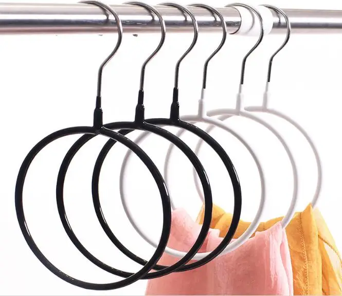 

10pcs/lot Circle Shape Metal Coat Hanger Multifunctional Scarf Belt Tie Display Slots Holder Organizer OK 1099