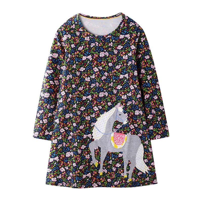 7200 same photo Little maven 2-7Years Baby Girl Необычные платья для осени Платья для девочек с длинным рукавом Животное Аппликация Платье принцессы - Цвет: 7200 same photo