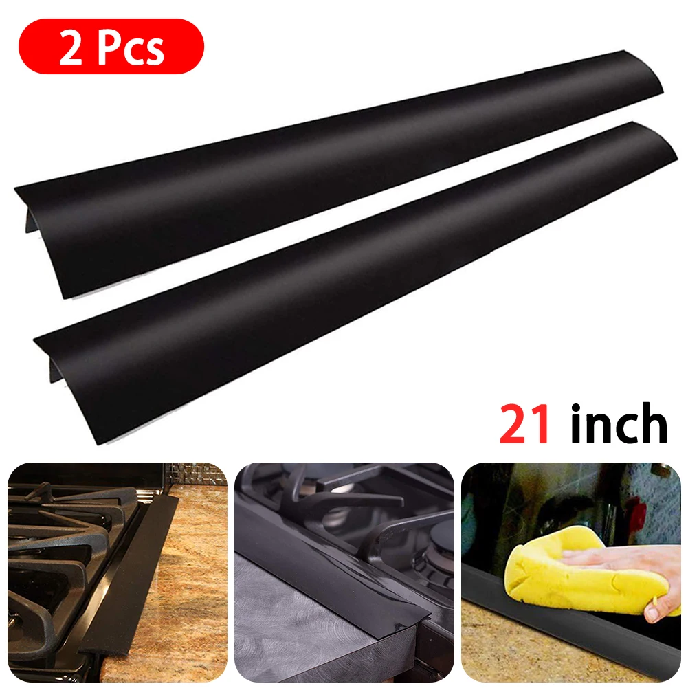 

Dropship 2PC Flexible Stove Counter Gap Cover Silicone Rubber Kitchen Oil-gas Slit Filler Heat Resistant Mat Oil Dust Water Seal
