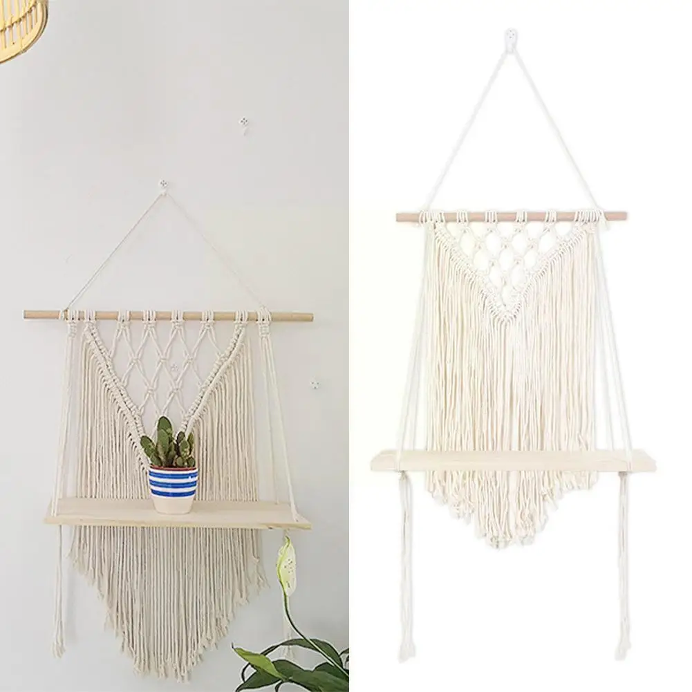 Новая деревянная полка для макраме в богемном стиле подвесной Декор растений