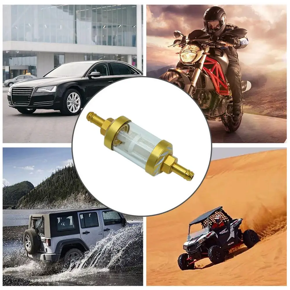 

Motorcycle Gas Fuel Gasoline Oil Filter 8mm CNC Aluminum Alloy Glass Strainer Moto Accessories For ATV Dirt Pit Bike Motocross