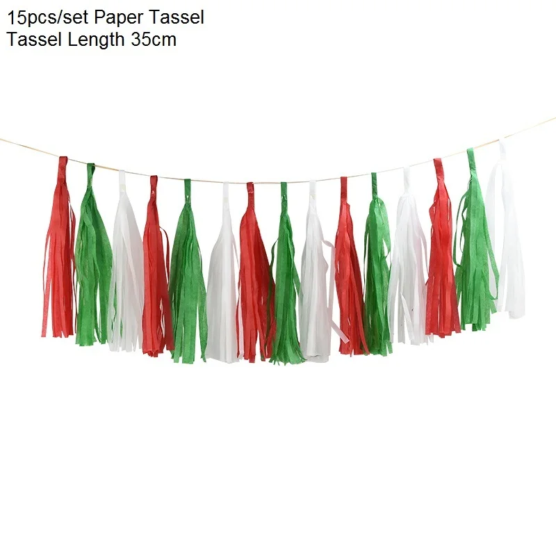 3 Packs Paper Tassel Рождественская вечеринка Декор одноразовые столовые приборы бумажные тарелки и стаканы соломинки Баннер Дети День рождения Рождество детский душ Декор - Цвет: 3 Packs Paper Tassel