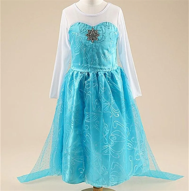 Only Dress Платье принцессы Эльзы для маленьких девочек 3-10 лет; одежда на Хэллоуин; детская одежда; костюм Эльзы для костюмированной вечеринки; Рождественская вечеринка с короной - Цвет: Only Dress