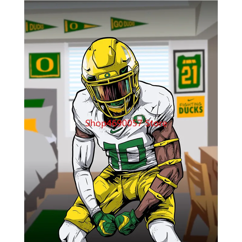 

Full Square Drill Oregon Ducks Diamond Painting Kit Cross Stitch Football Players Pattern Rhinestone Mosaic Handcraft Wall Decor
