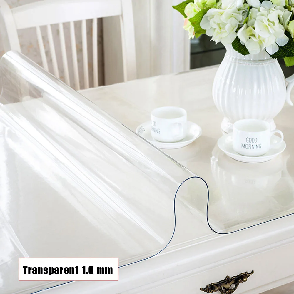 Скатерть Прозрачная прямоугольная из ПВХ мягкая Водонепроницаемая скатерть