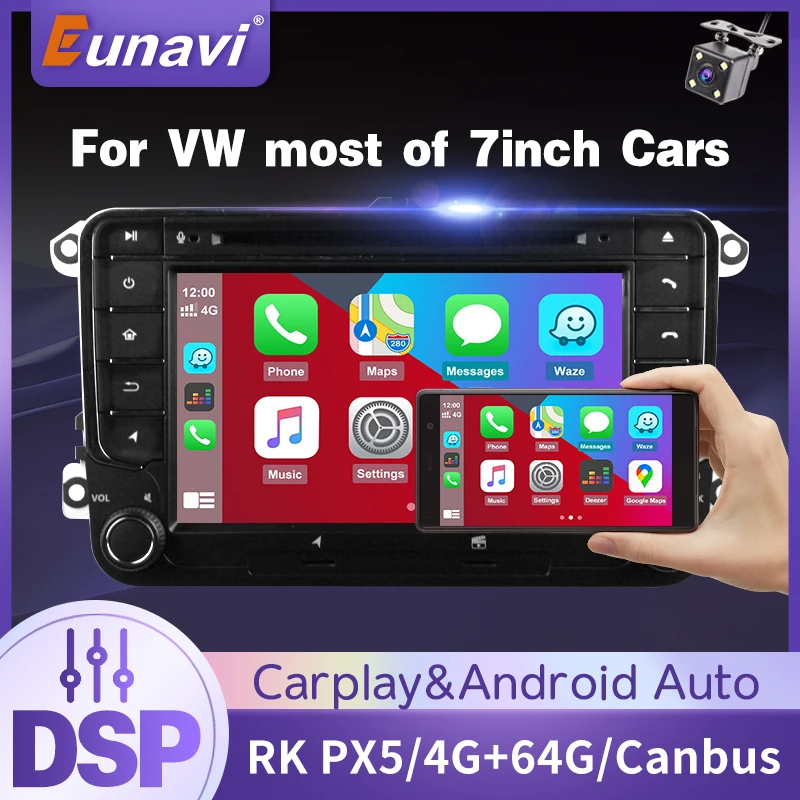 

Eunavi 2 DIN Android 10 Car Radio For VW Passat B6 CC Polo GOLF 5 6 Touran Jetta Tiguan Magotan Seat Multimedia Player GPS 2Din