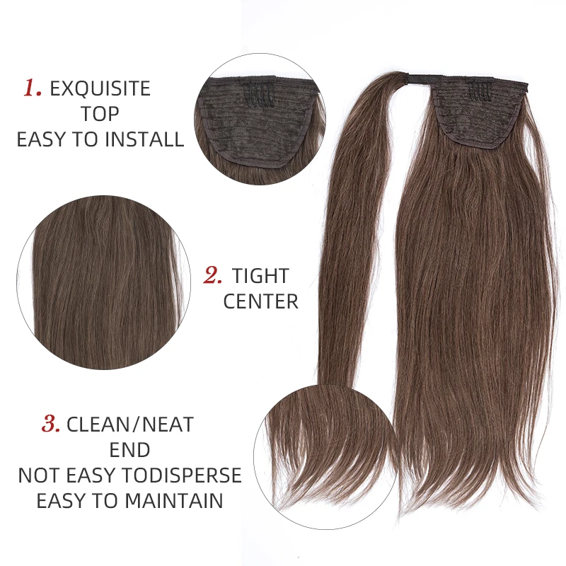 100% человеческие волосы конский хвост Бразильская машина Реми обертывание вокруг