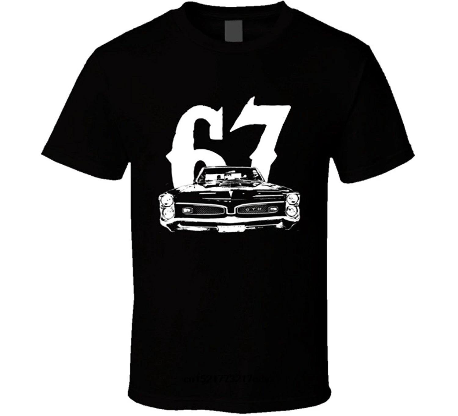 Мужская футболка крутая Классическая машина 1967 Pontiac GTO гриль году темного цвета