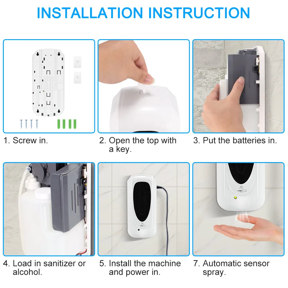1000 мл настенный автоматический датчик Дезинфекция машина спиртовой туман спрей