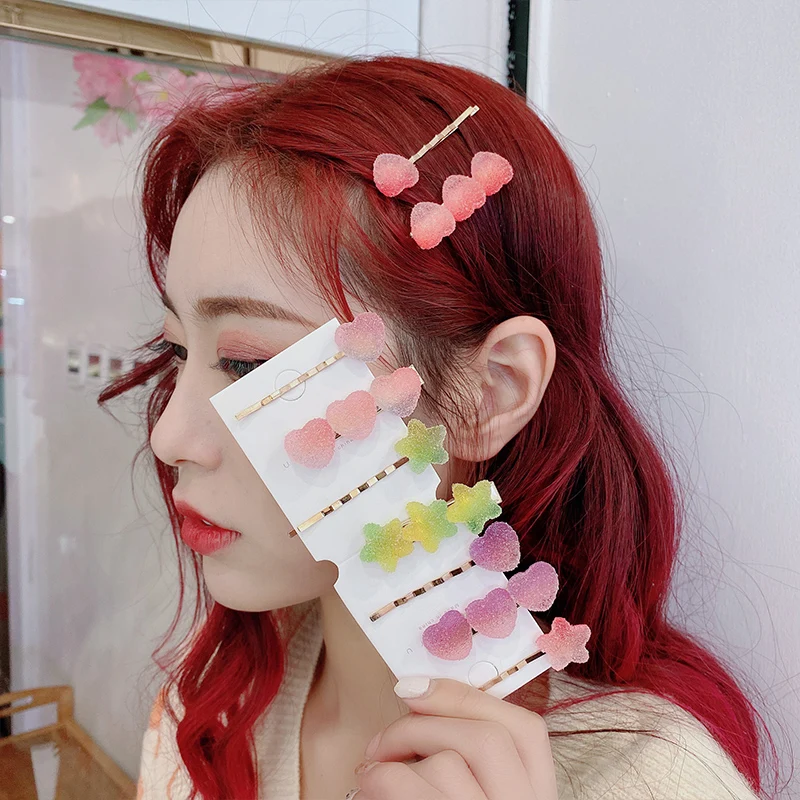 2 шт./компл. милые заколки для волос ярких цветов с силикагелем звездочками