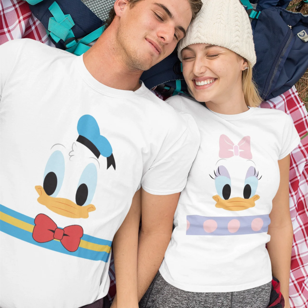 

Daisy Duck Donald Duck Print T Shirt Graphic Couples Tees Women Harajuku Vintage Unisex Fashion Summer Young Lovers Tops