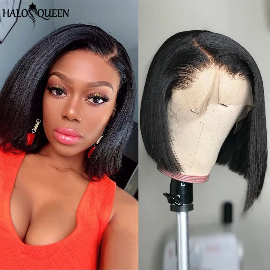 

13x4 Bob Wig Lace Front Human Hair Wigs Straight Frontal Wig 150% Density 4x4 Short Bob Closure Wig Preplucked Natural Color