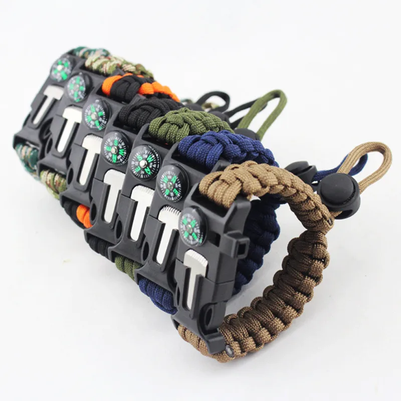 

Braided Handmade 4 Whistle in Bracelet Survival Compass 100PCS Outdoor By Rope Rope 1Multifunction Paracord Emergency DHL Knife