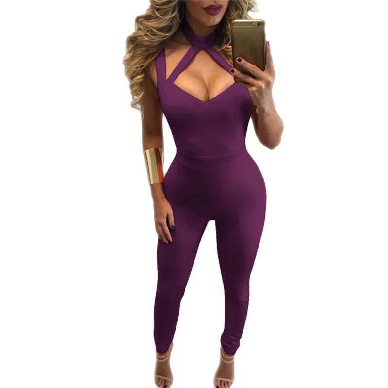 Женские Клубные комбинезоны черные облегающие Комбинезоны на бретельках с