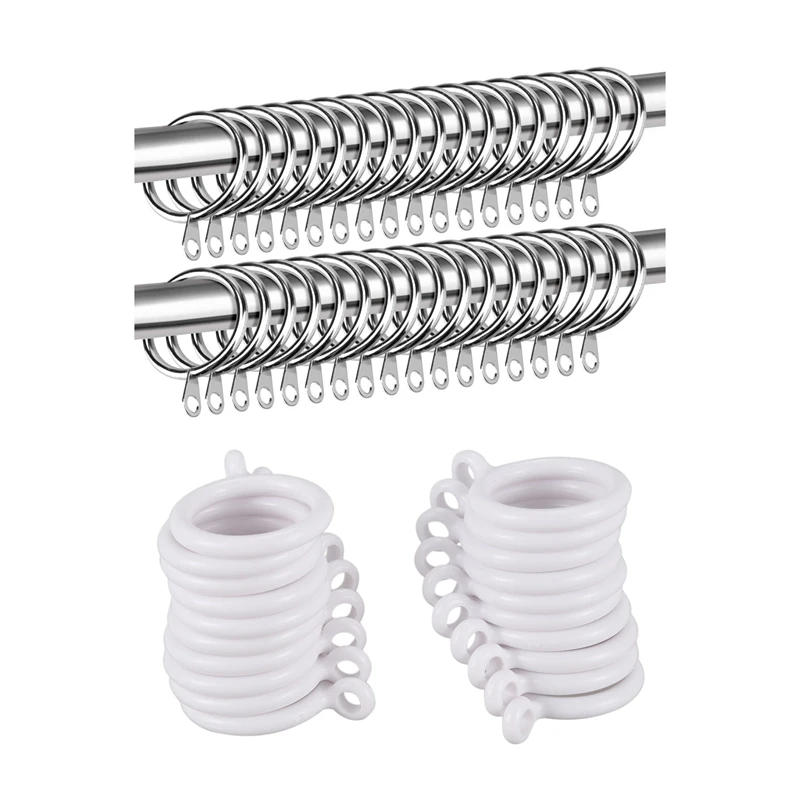 

70 шт. кольца для занавесок подвесные кольца для занавесок и стержней, 50 шт. серебро и 20 шт. белый