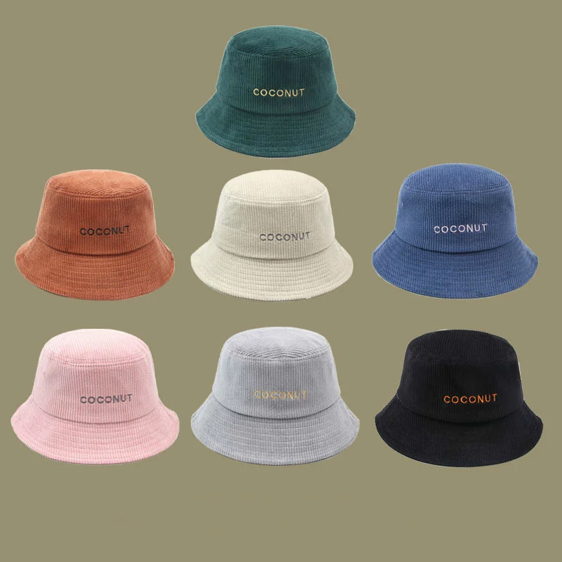 

2020 New Corduroy Bucket Hats Women Casual Fisherman Hat Men Autumn Winter Warm Basin Hat Plain Shade Cap Panama Solid