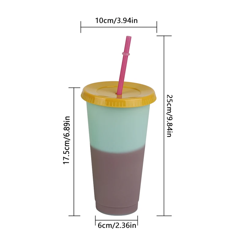 

1/5Pcs 700/473ml Color Changing Confetti Reusable Plastic Tumbler With Lid And Straw Cold Cup Straw Cup Drinkware Kitchen Gadget