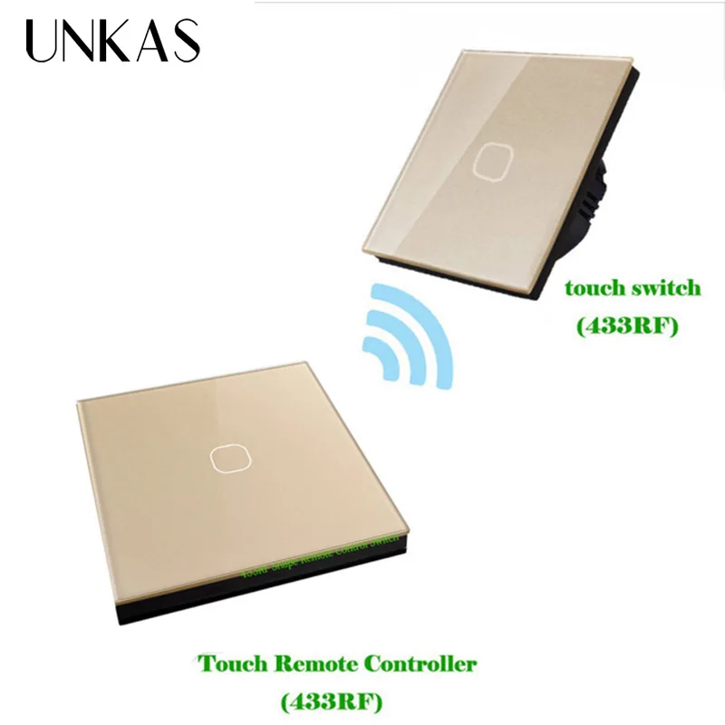 UNKAS Wireless Stick Remote Touch Switch EU Standard 1 Gang 2 Way 433mhz Wall Light | Обустройство дома