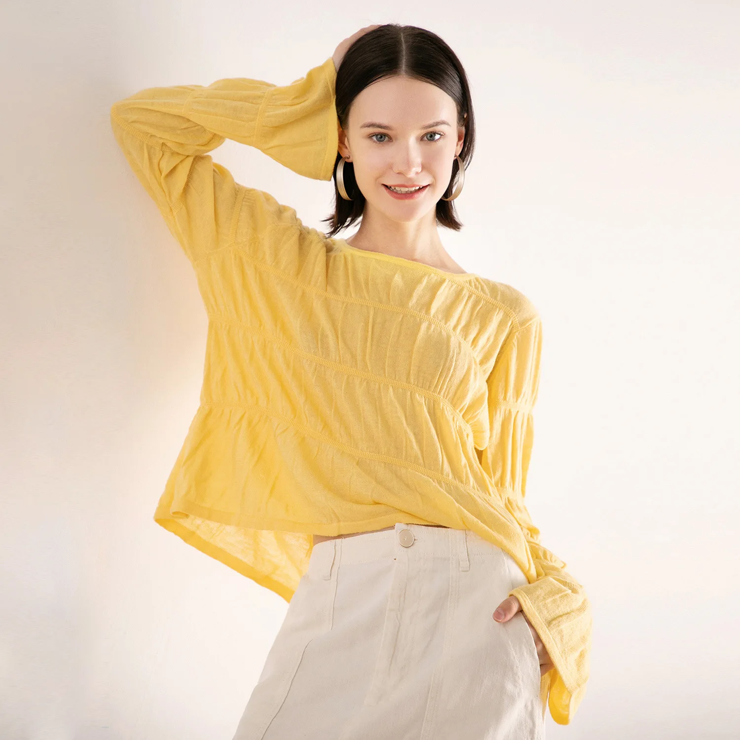 

Priya 2021 spring new women's wear lazy style long sleeve women's T-Shirt Top